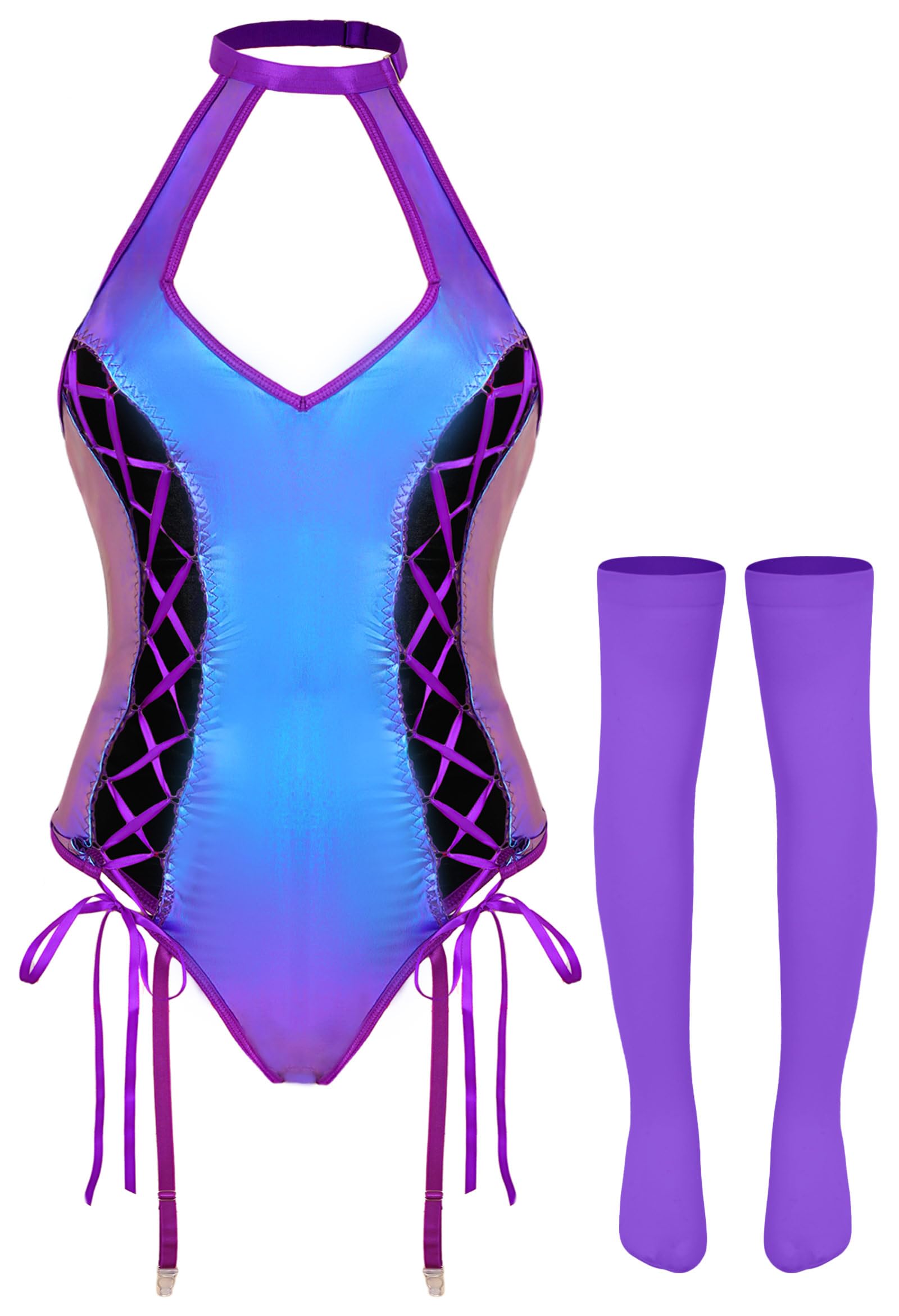 Lingerie Femme Robe Corset Simili Cuir Bodysuit Teddy Ensemble Exotique Tenue Rave S-XL