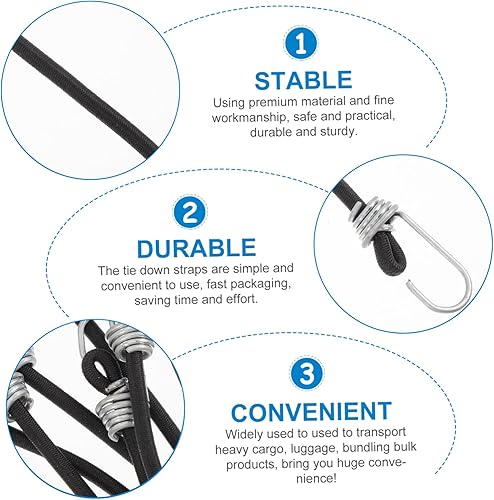 Miniatura 7 de YARNOW 30 piezas de cinturón de cuerda elástica para fijación de equipaje, cuerda elástica de sujeción para bicicleta, correa de ajuste de carga,