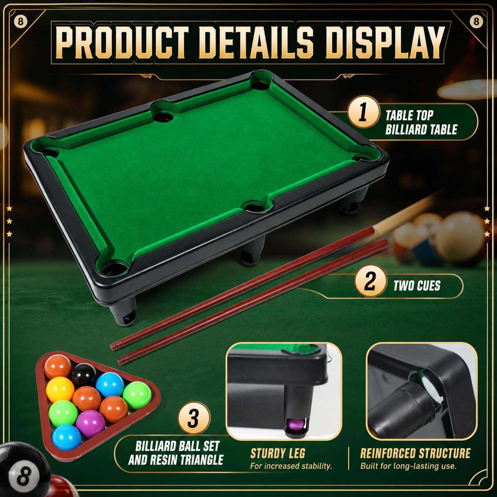 GAMES PLANET Mini Billard Micro Avec Accessoires - 92 X 52 X 19 Cm - 3 Décors Disponibles Billard Miniature 92cm Avec Accessoires