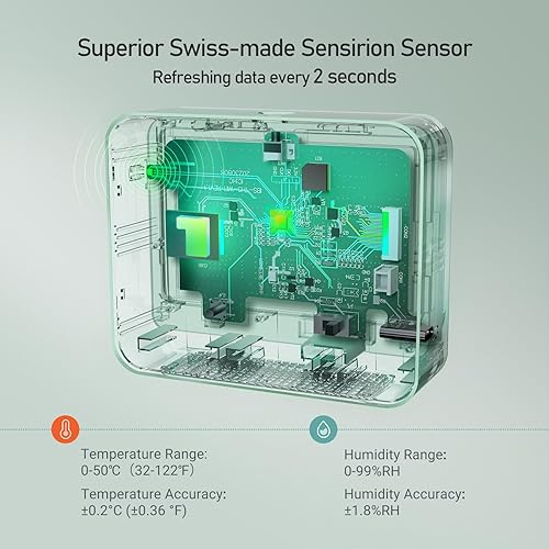 Miniatura 3 de INKBIRD Termómetro higrómetro WiFi, sensor de temperatura y humedad con estación meteorológica, IBS-TH5 9 en 1 con pantalla de tinta electrónica, 2