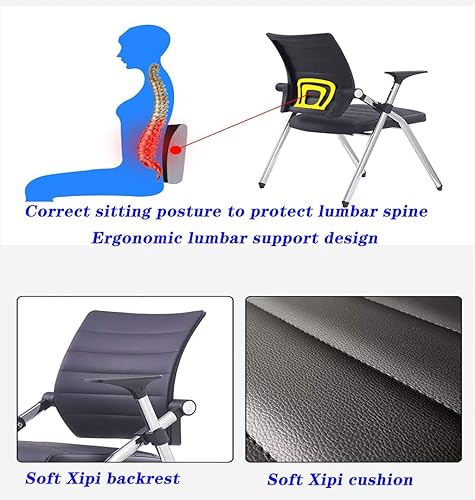 Miniatura 2 de AHXF Silla con brazo para tableta, silla de brazo para tableta con ruedas, silla de brazo para tableta con ruedas giratorias apilamiento de