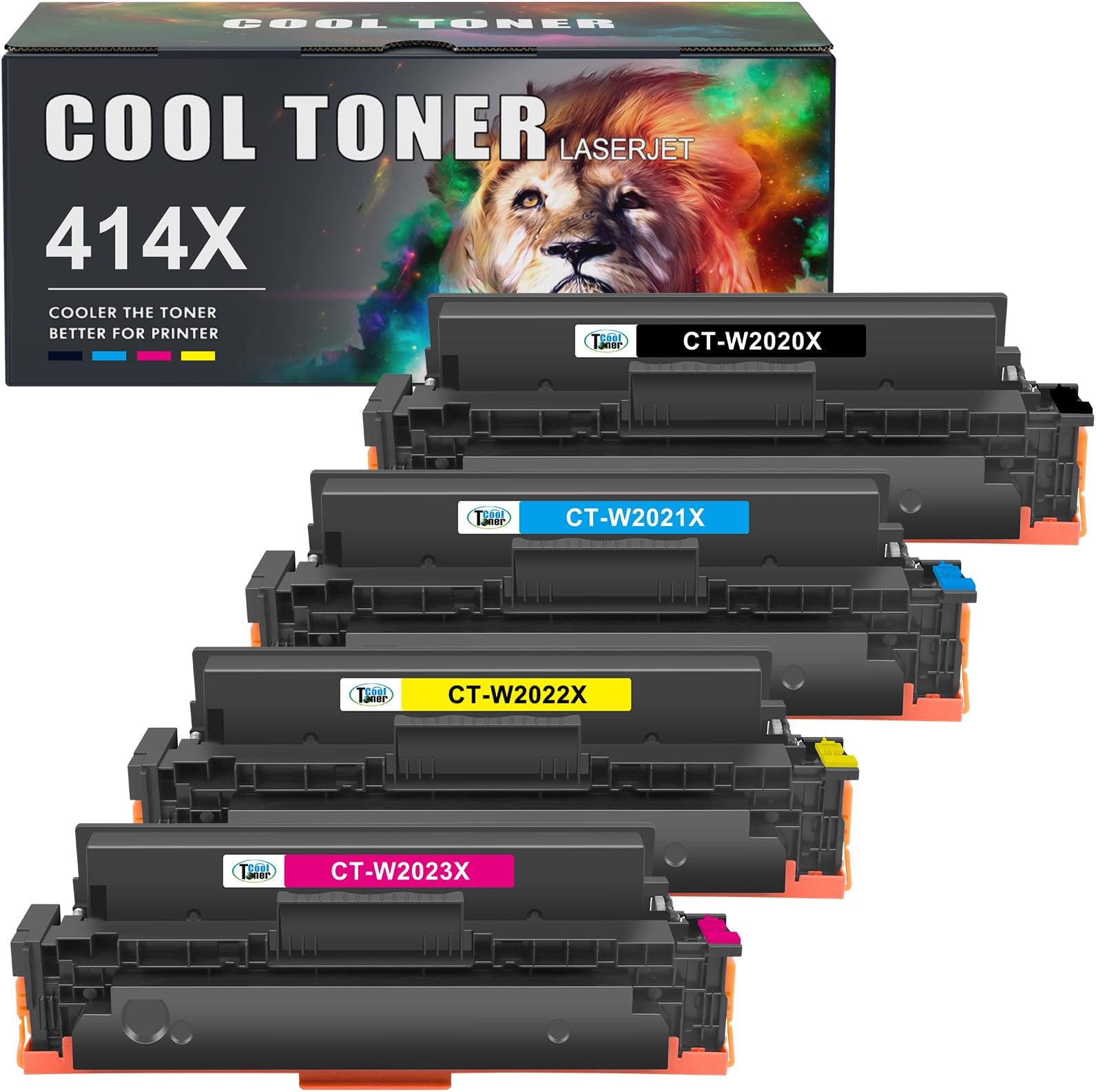 Cool Toner Compatible Toner Cartridge Replacement for HP 414X 414A 414 W2020X Work with Color Pro MFP M479fdw M454dw M479fdn M454dn M479 Laser Printer Ink (Black Cyan Magenta Yellow, 4-Pack)