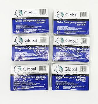 Emergency Mylar Thermal Blankets - 6 Pack | Survival Space Fire Blankets for Outdoor Adventures, Marathons, First Aid | Waterproof & Windproof | Ideal for Camping & Hiking