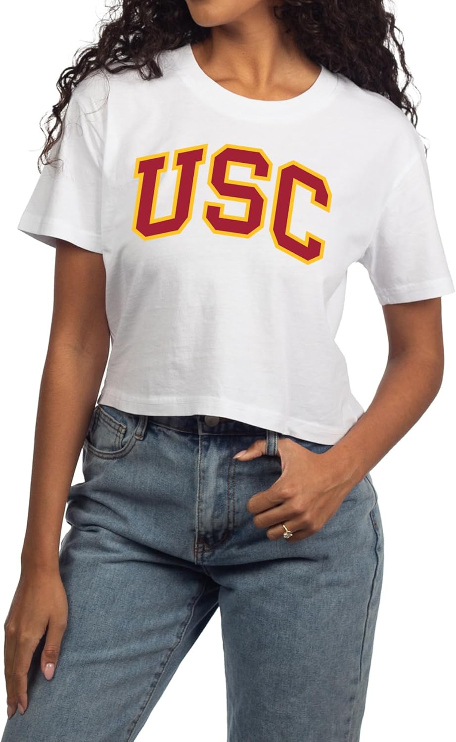 Chicka-d Women's Vintage Crop Top Short 'N Sweet Tee | NCAA Classic Arch Over Neutral