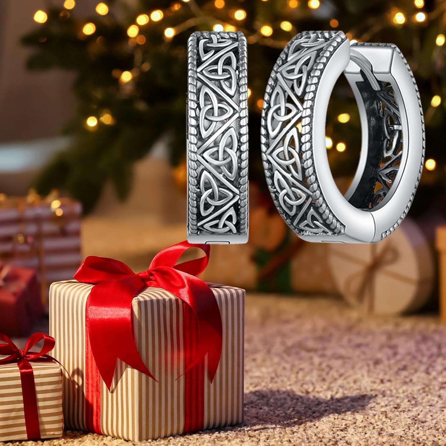 Viking Rune Celtic Wolf Ankh Roman Numeral Sobriety Black Cross Sterling Silver Vintage Hoop Earrings for Men Women