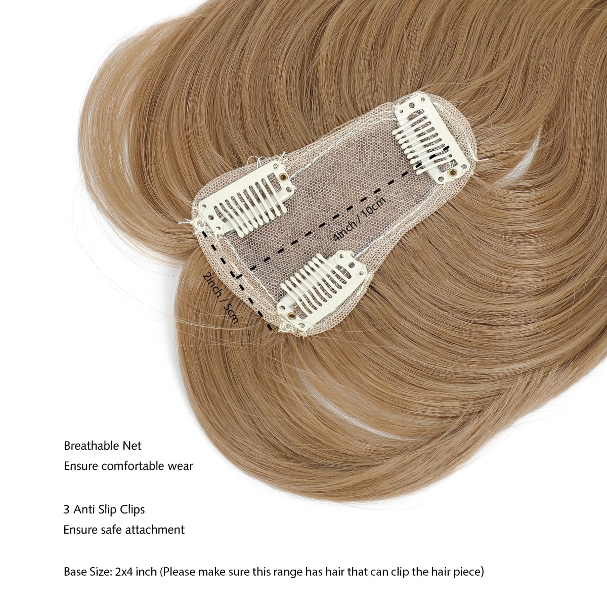 Yamel Hair Topper with Bangs 3 Clips Honey Blonde 12 Inch Synthetic Wiglets Natural Hairpieces for Thinning Hair - Image 3