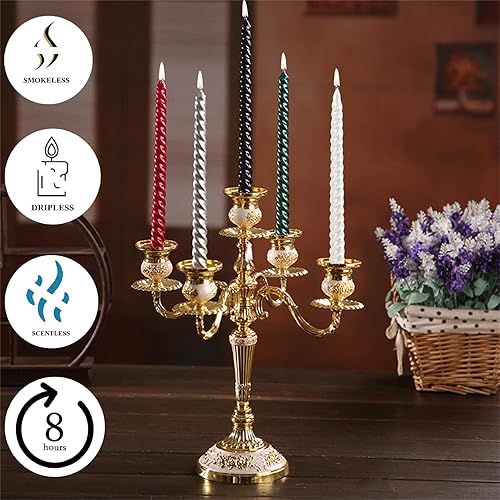 Miniatura 2 de SEVEN LUCKY LIGHT Velas de Halloween, juego de 4 velas cónicas negras estilo metal, sin goteo, de 10 pulgadas, velas largas de combustión limpia