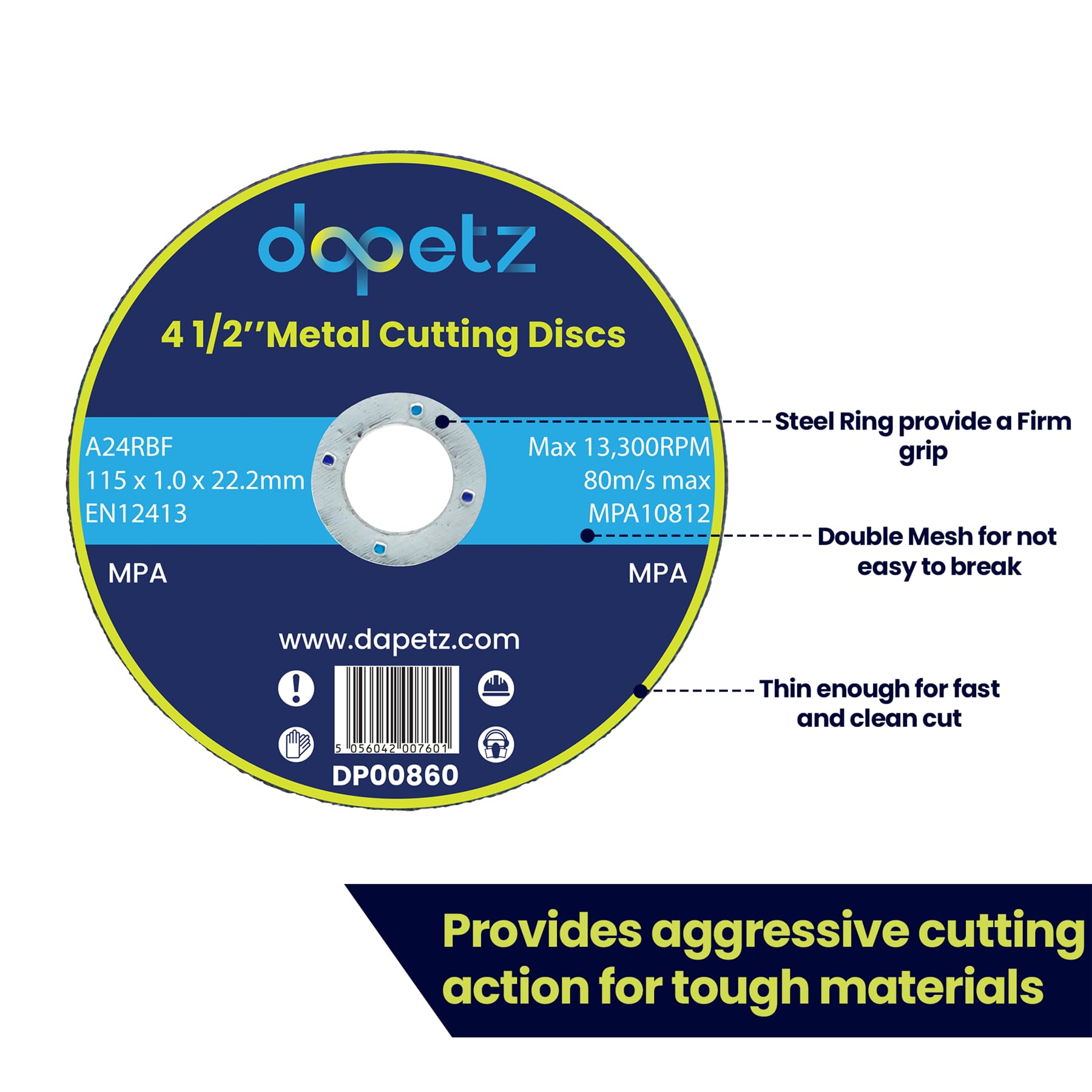 dapetz 100 x Discos de corte para metal 1mm Muy Delgado 4 1/2" 115mm DISCO METAL ACERO inox.