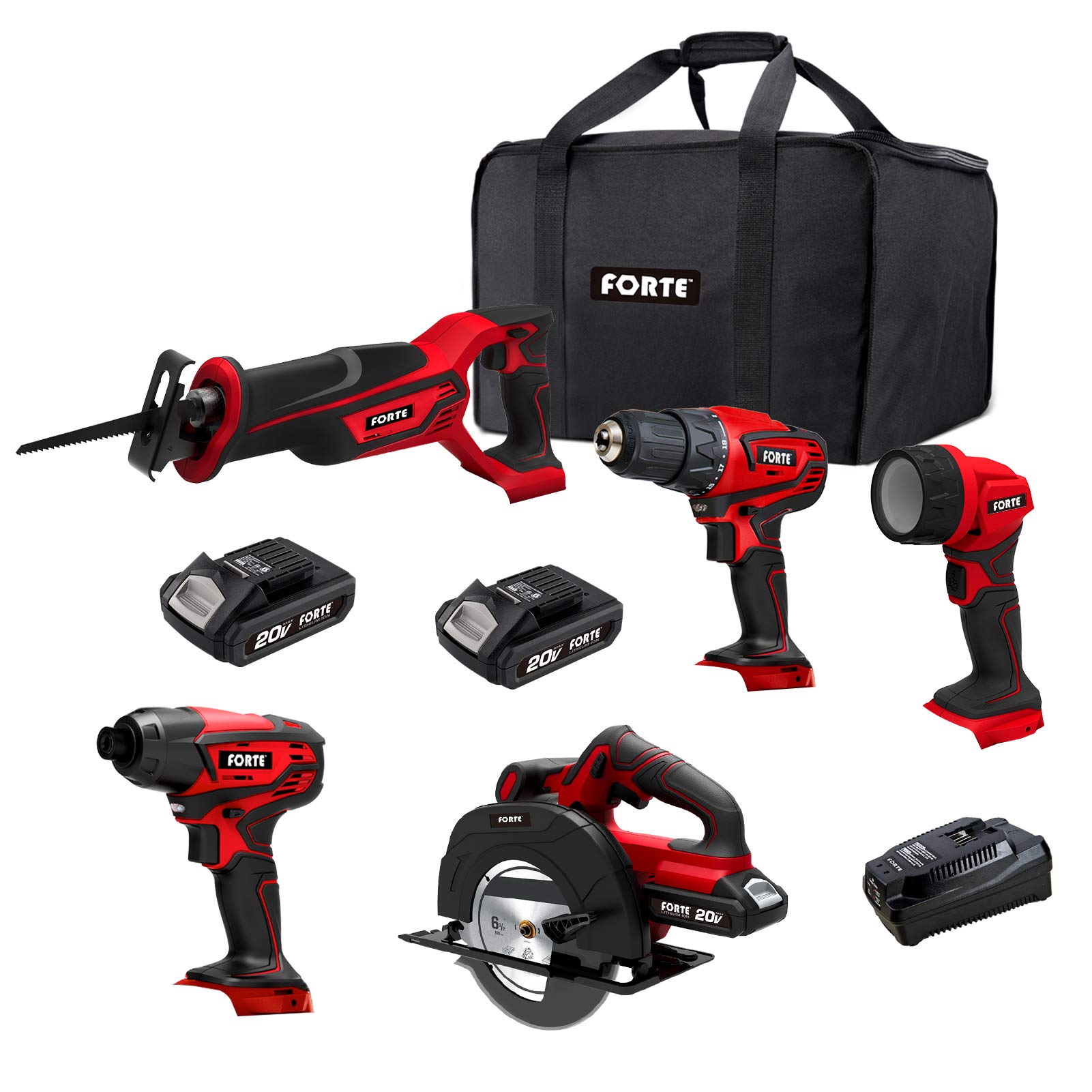 Buy FORTE 20V Max 5Tool Kit, Drill Driver, Impact Driver
