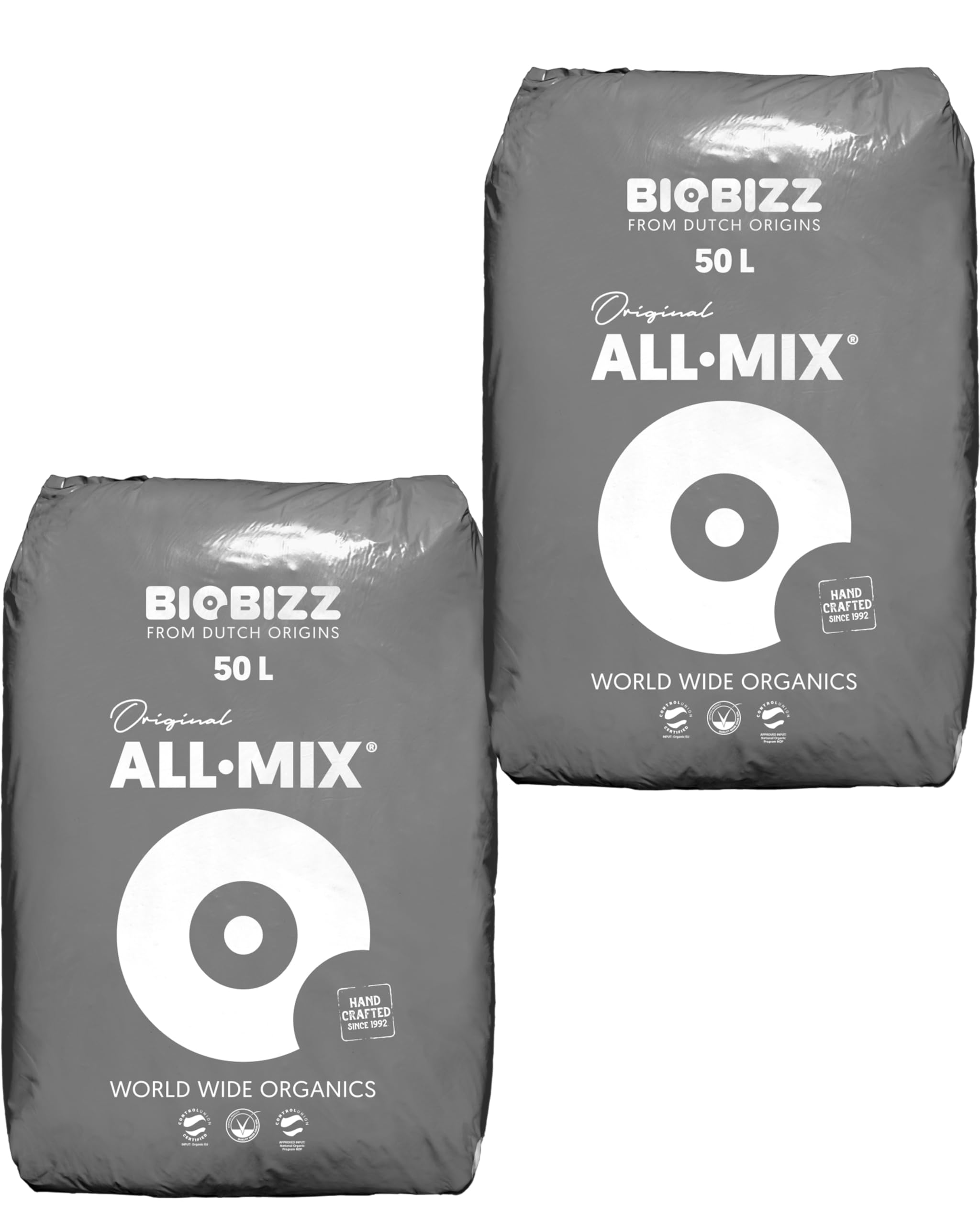 Growkingz Biobizz Allmix 100 Liter (2 x 50L Säcke) Growerde, Biobizz All Mix Erde, insgesamt 100L Grower Erde