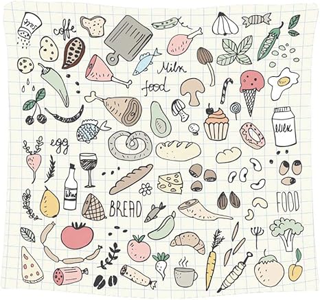 Amazon Co Jp フードいたずら書きコレクション手描きのベクトルのアイコンfreehand Drawing おしゃれ壁掛け タペストリー ファブリック装飾用品アートプリント 太陽 タペストリー 布 おしゃれ 壁飾り 多機能 布ポスター パーティー お店 部屋 窓 個性ギフト 祝い 125 Cm