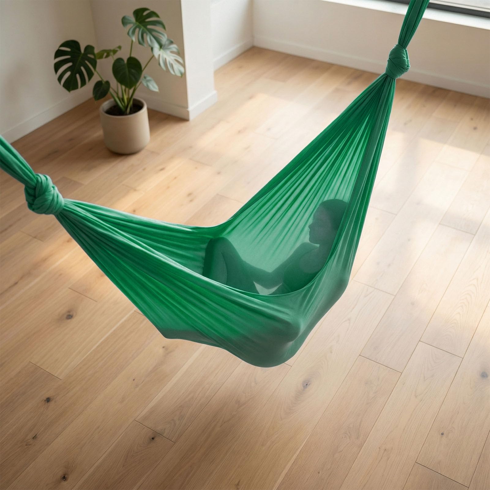 POENVFPO Lufthängematte, Yoga-Schaukel aus Polyester-Seide für Kraftdehnung, Fitness-Meditation, mit Komplettem Hardware-Kit, für Heimstudio
