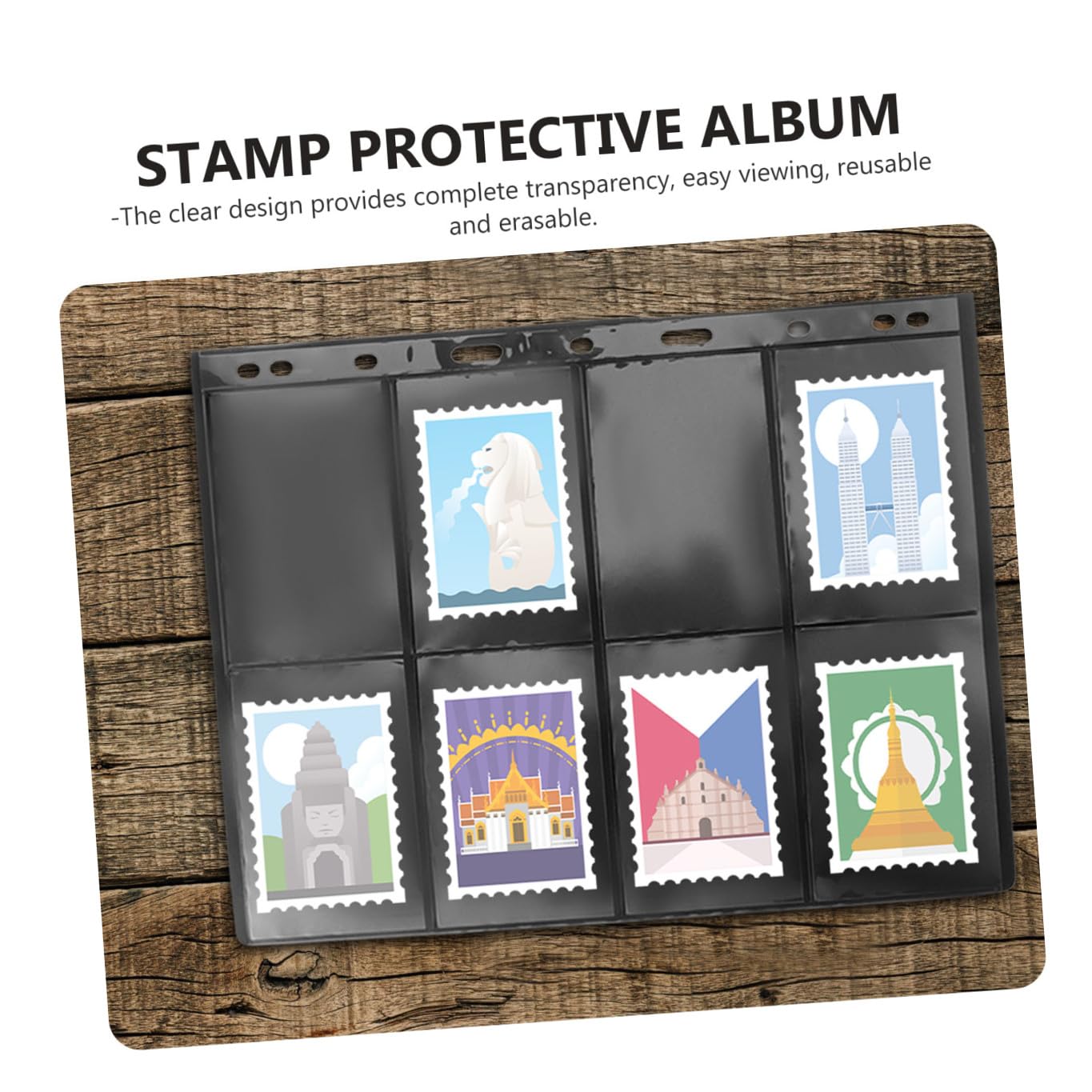 Raccoglitore Francobolli e Album Trasparente per Collezionisti, 10 Fogli Pvc Doppia Faccia per Conservazione Monete e Foto, Supporto Organizer per Filatelia e Collezioni