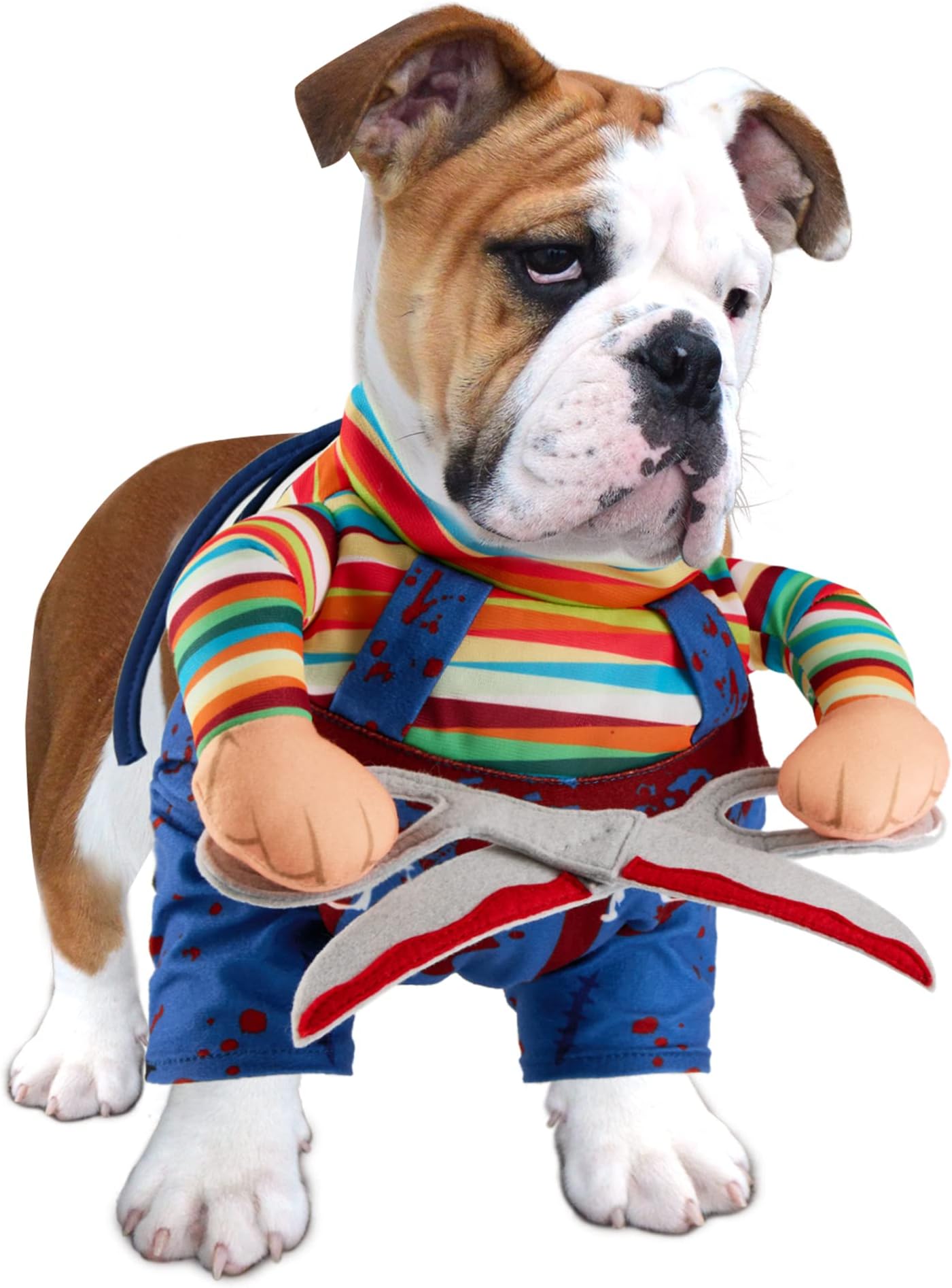 DELIFUR Dog Halloween Costume Pet Funny Clothes with Scissors Pet Awful Outfits Cat Cosplay Suit for Small to Large Dogs(S)
