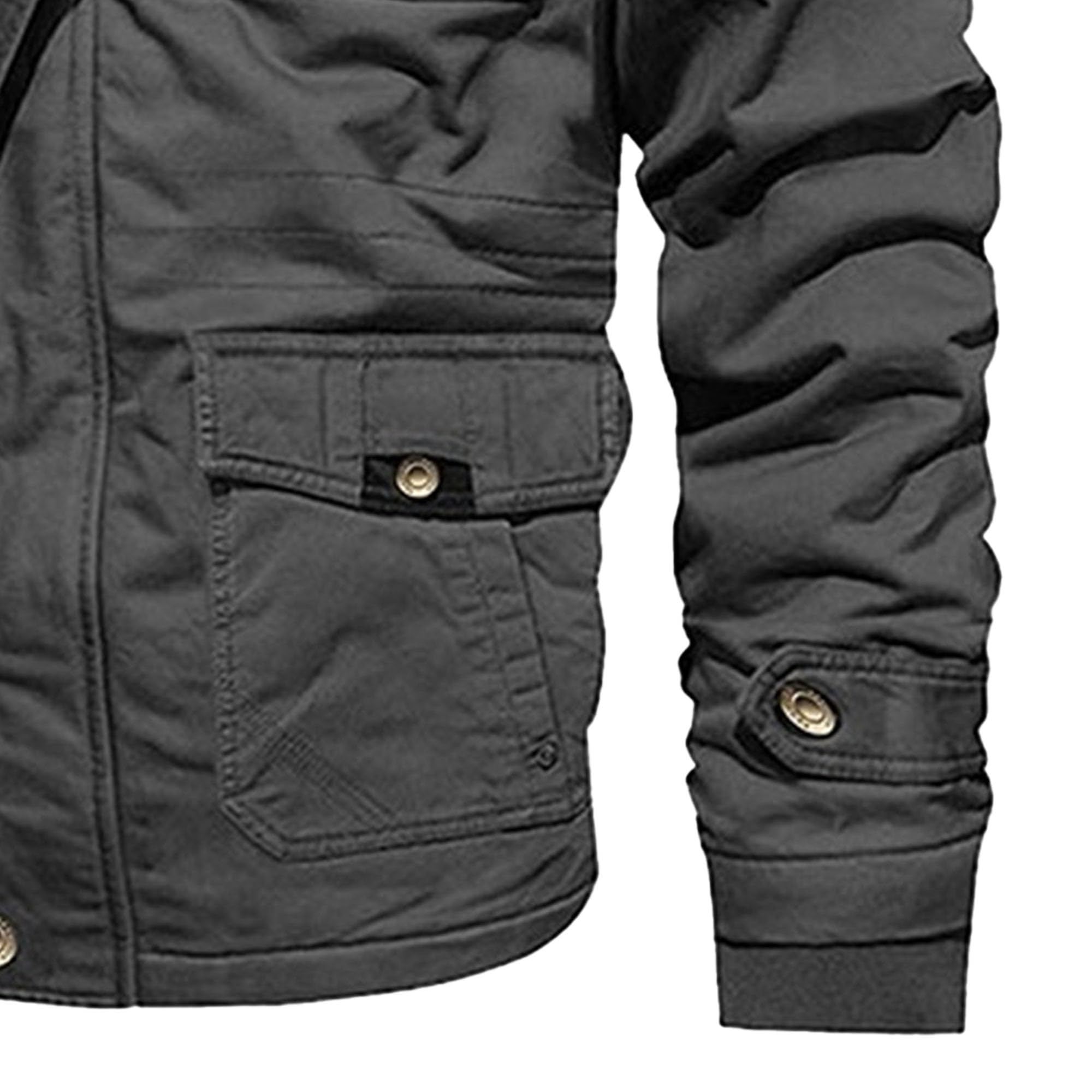 Chaqueta militar de invierno con múltiples bolsillos para hombre, con forro polar, abrigos de algodón con capucha
