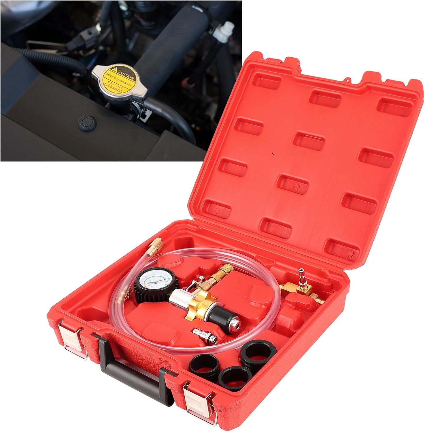 AMAKO Coolant Vacuum Fill Tool: Radiator Refill Kit with Fast Connector for Cooling System Evacuation and Leak Test