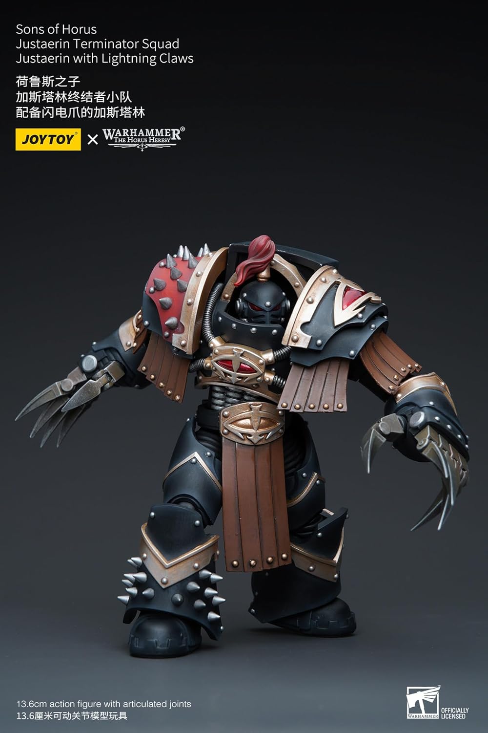 Warhammer 40K Sons of Horus MKIV Terminator Squad Justaerin with Thunder Hammer 1:18 Scale Action Figure