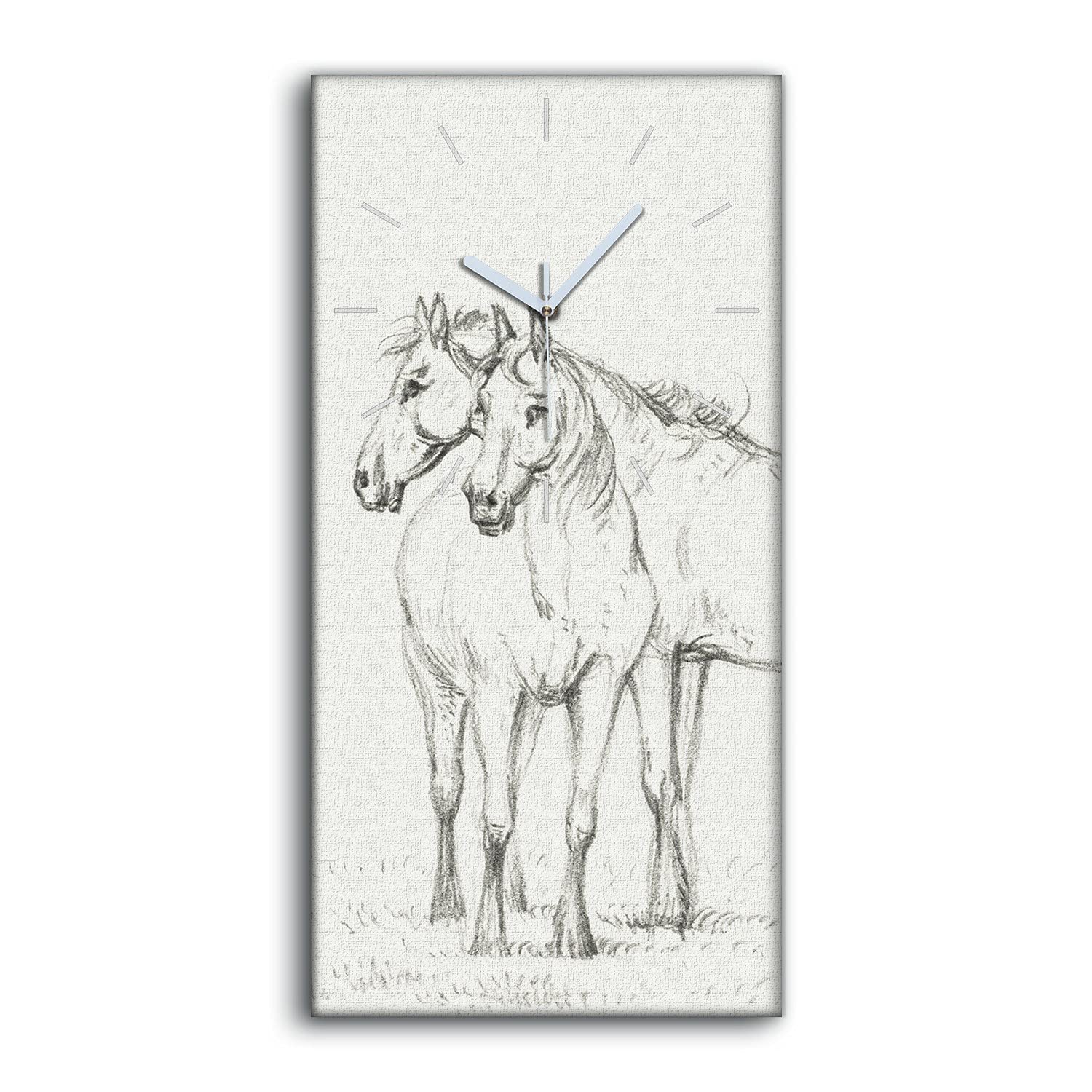 Horloge sur toile cheval 30x60cm Coloray pour salon