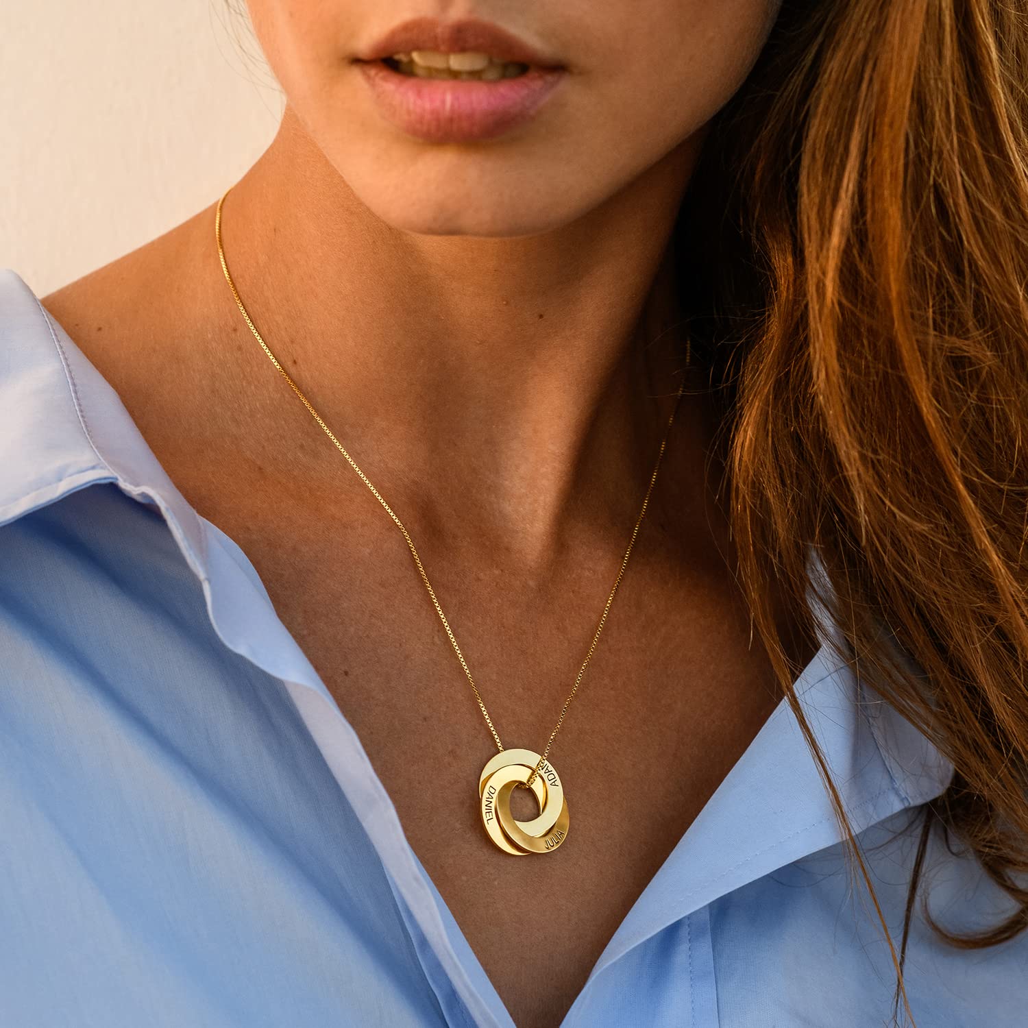 MyNameNecklace MYKA Collar Anillo Ruso Grabado - Regalo Personalizado para Ella, Regalos para Mujer