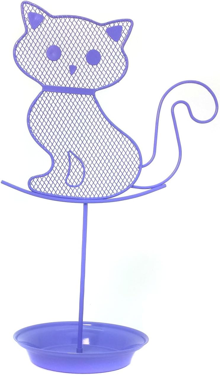 Bucasi Cute Cat Jewelry Organizer – Pink Earring Jewelry Stand – Dresser Top Jewelry Organizer for Teens – Earring Holder