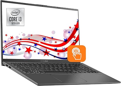 Laptop ASUS VivoBook Ultra Delgado y Ligero 2021 con pantalla táctil FHD de 15.6 pulgadas, Intel de 10 generación Quad-Core i3-1005G1 hasta 3.6 GHz,
