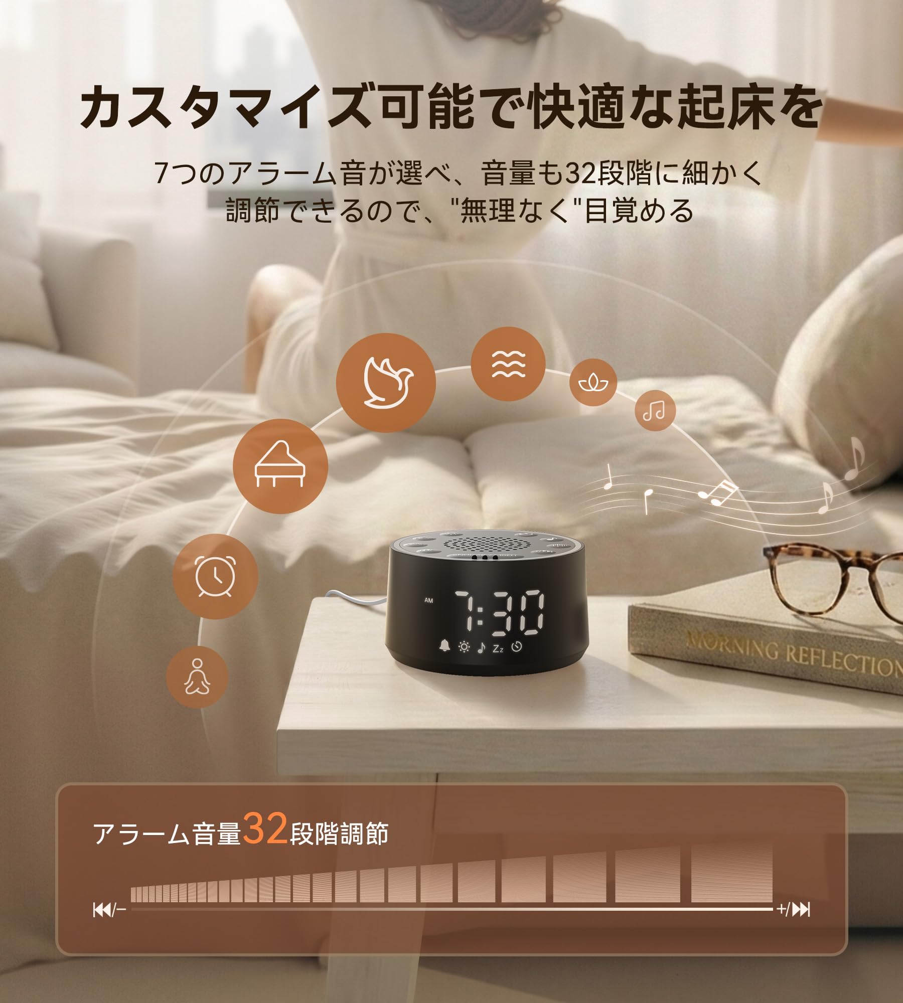 Amazon.co.jp: Dreamegg ホワイトノイズマシン 25曲癒し音 目覚まし