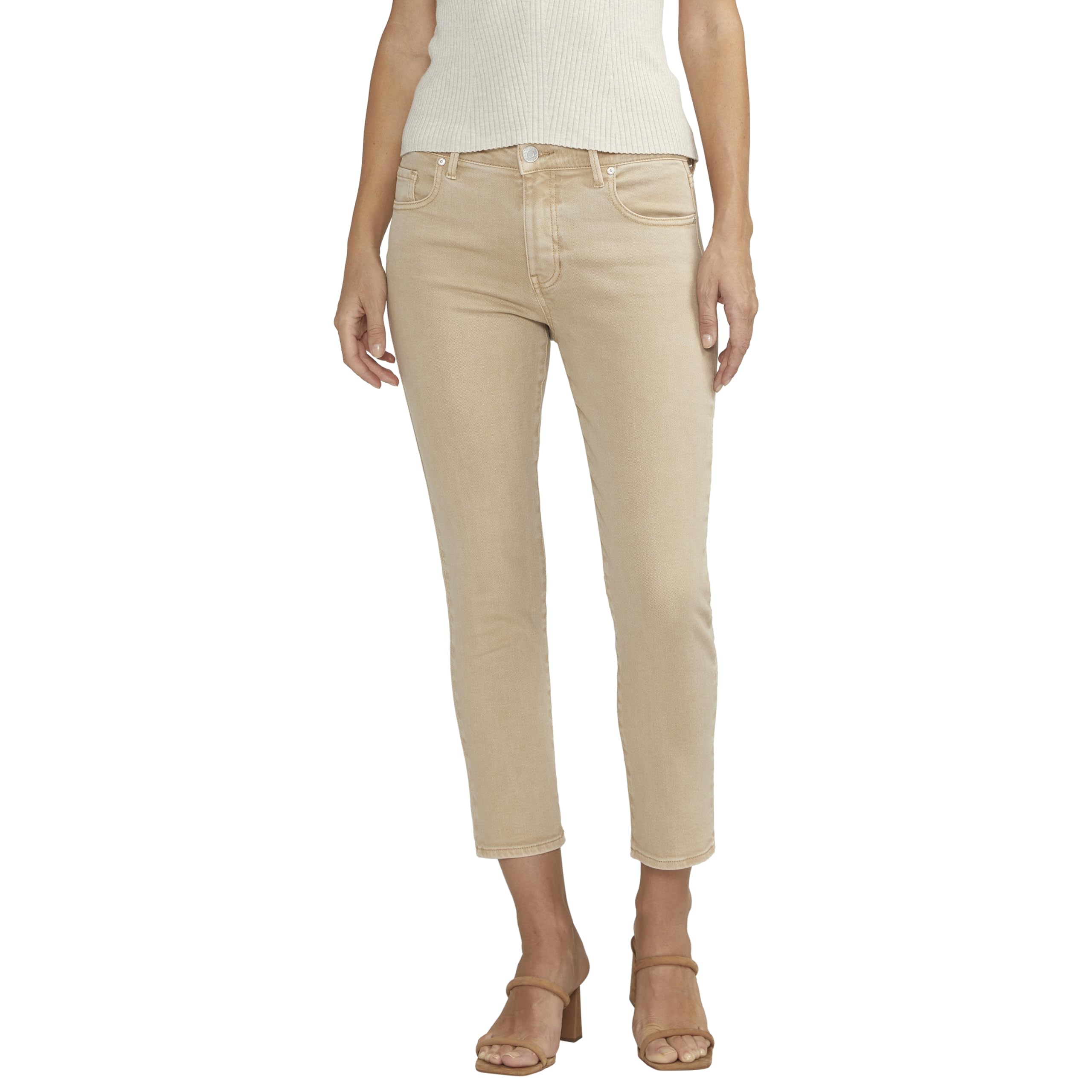JAG Womens Cassie Mid Rise Cropped Pants Humus 12