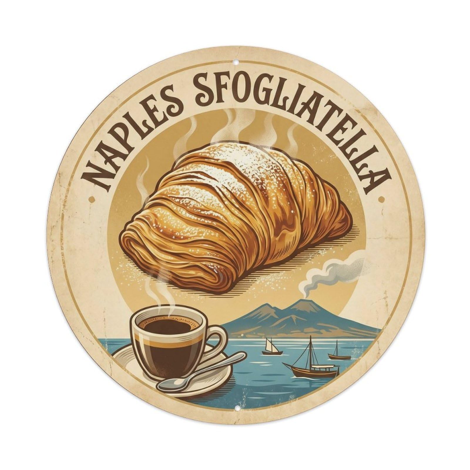 Classic Naples Italy Sfogliatella Heritage Food Travel Metal Tin Sign