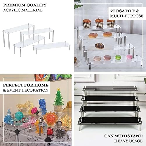 Miniatura 4 de Efavormart - Juego de 4 elevadores acrílicos transparentes, soporte para cupcakes, soporte para postres, varios tamaños