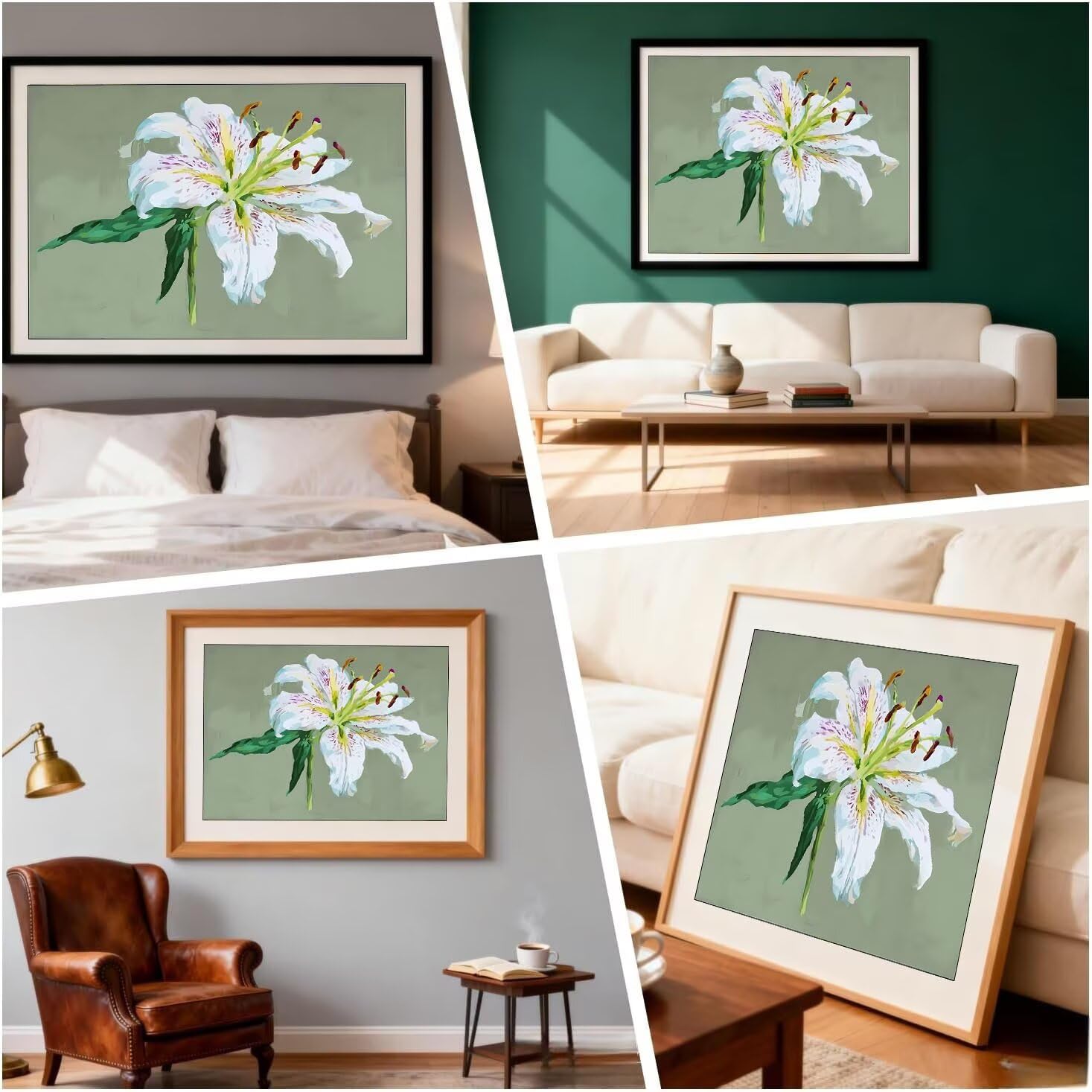 Malen Nach Zahlen Erwachsene,DIY Ölgemälde Kit Lilie Einfach 90x120cm 0-F-2 | Paint by Numbers Mit 3 - Pinseln und Acrylfarbe Knitterfreie Leinwand Kit, als Geschenk für die Wohnraumdekoration