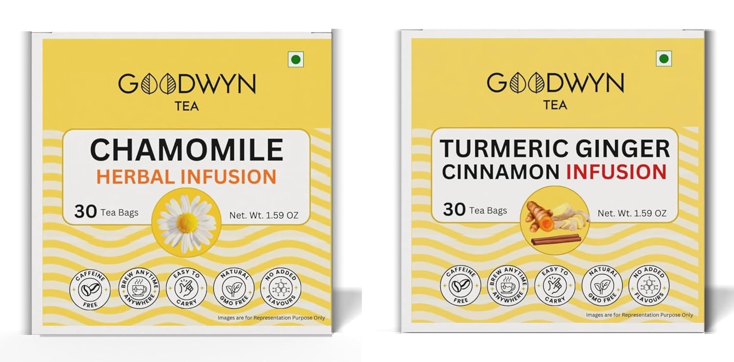 Goodwyn Turmeric Ginger Cinnamon & Chamomile Tea Bundle, 60 Bags