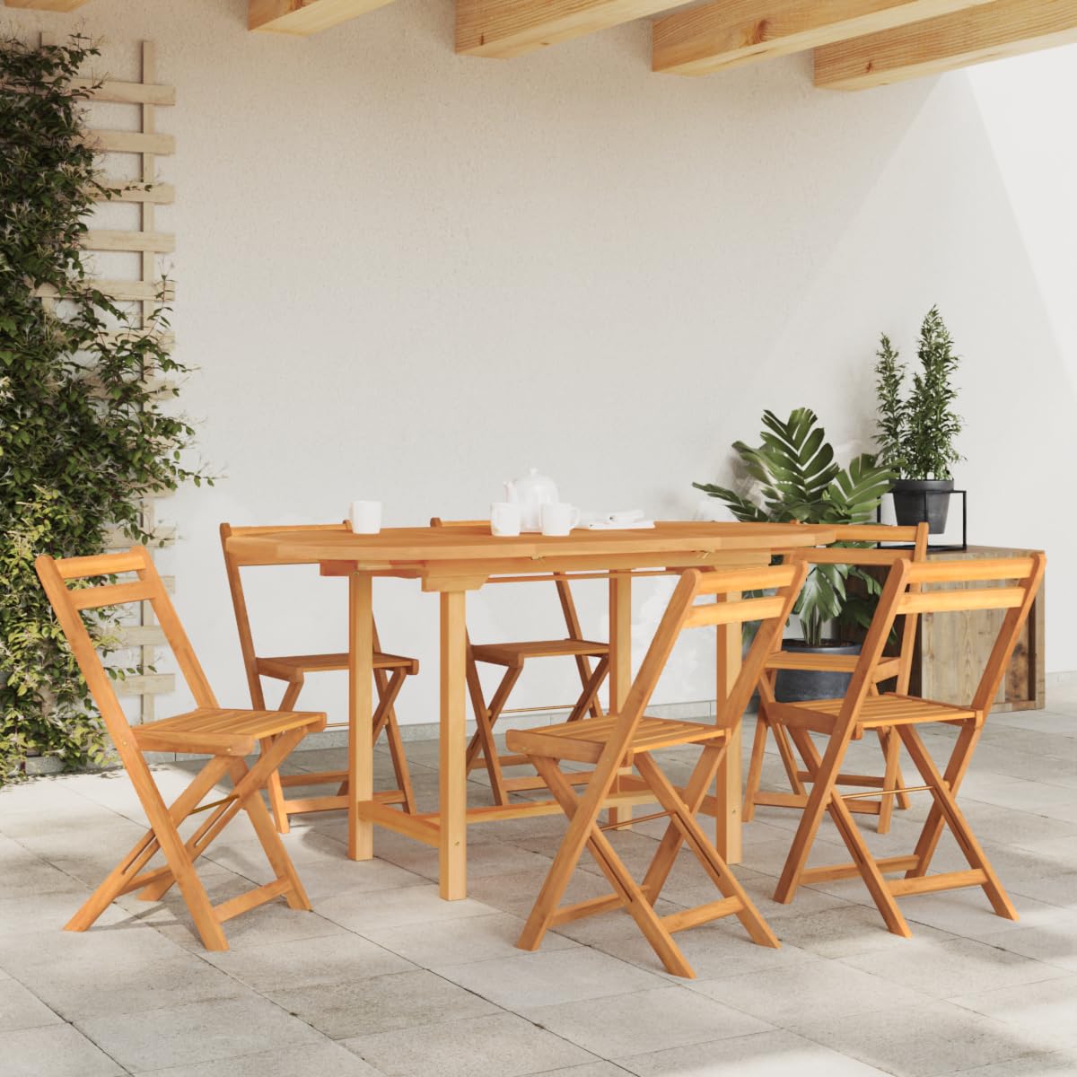 vidaXL Extendable Solid Teak Wood Patio Table 43.3