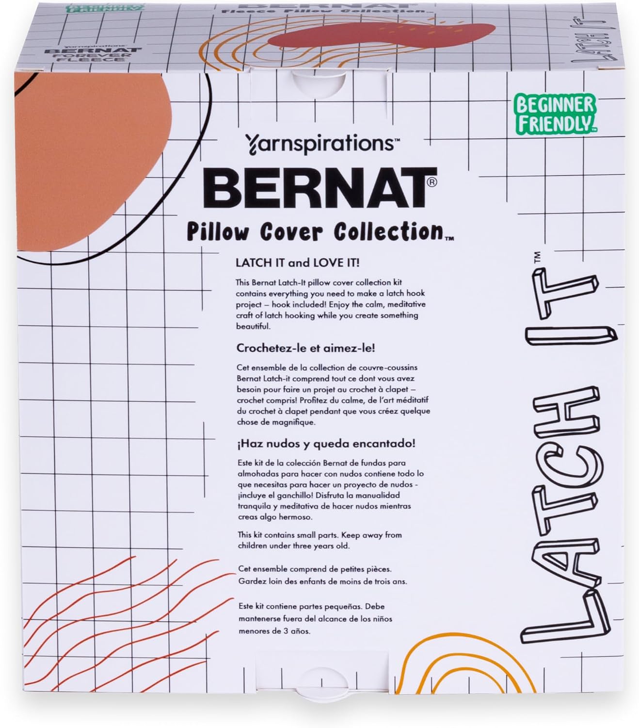 Bernat Latch It Fleece Pillow Collection - 1 Kit of 32.17 oz Daisy Do Print