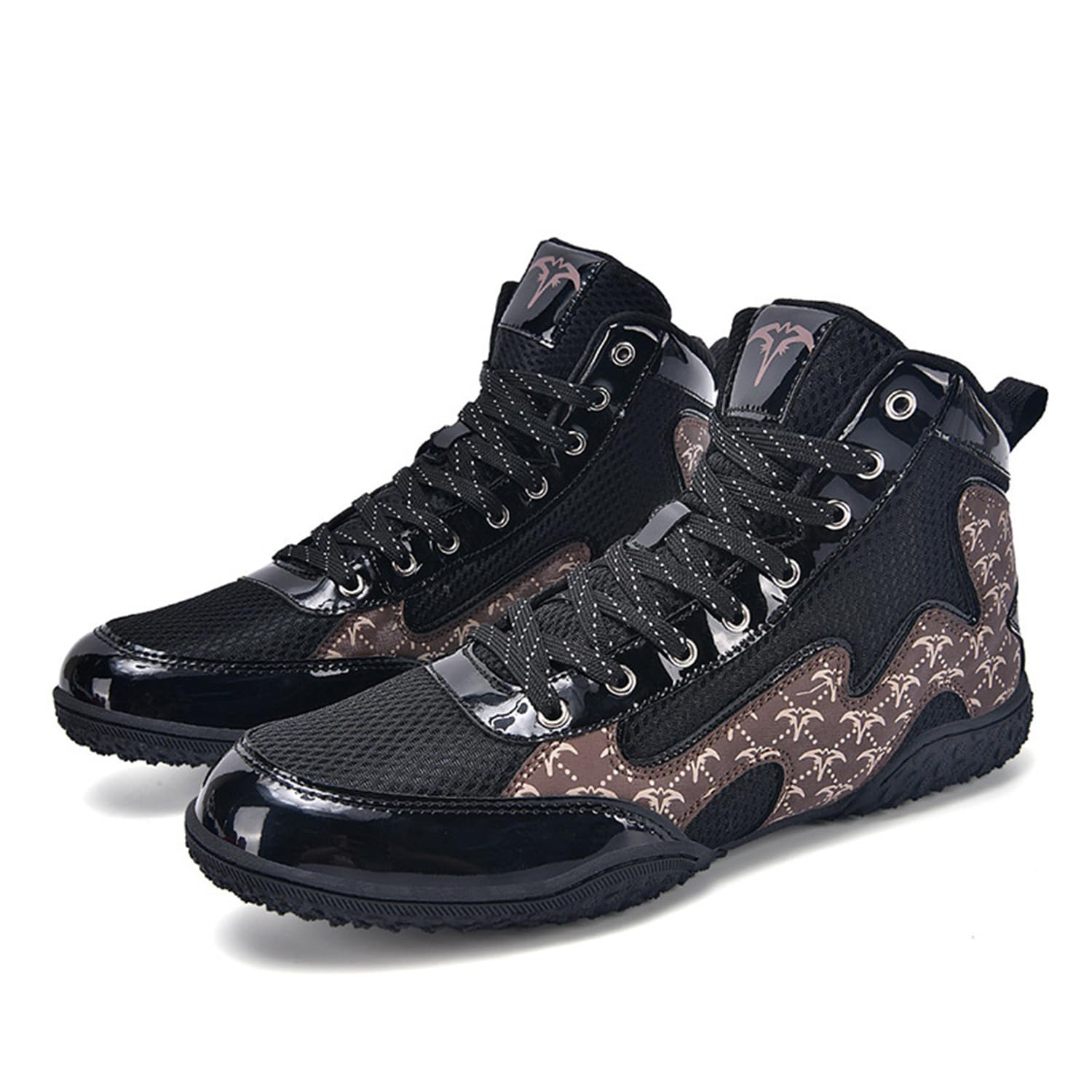 Stivali da Wrestling E Boxe, Scarpe da Combattimento Alte per Allenamento Uomo Donna Kickboxing E Sparring,Nero,41 EU