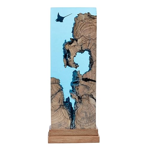 Miniatura 3 de Manta Ray Mystique Lamp, Ocean Night Light, Ocean Lamp, Resin Wood Lamp, Free Diving, Unique Gift Home Decor, Night Light Blue Ocean Miniature,