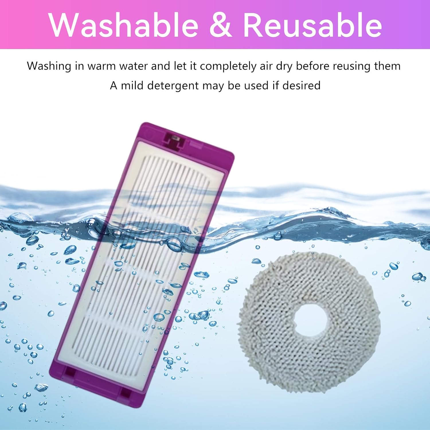 18 Pack Replacement Parts for Eureka J15 Pro Ultra Vacuum Cleaner, 2 HEPA Filter 2 Mop Pad 2 Dust Bag 4 Side Brush