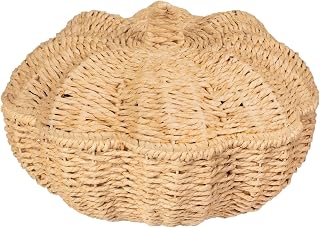 New Woven Pumpkin Basket, Comes with Lid, Perfect Way to De Cutter your Space While Adding An Autumnal Feel to Your Home Décor, Best Way To Store Your Home Essentials - Natural.