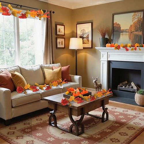 Miniatura 7 de Jaciya Juego de 51 piezas de decoración de hojas de otoño, decoraciones de Acción de Gracias, mini calabazas para decorar guirnaldas de otoño para