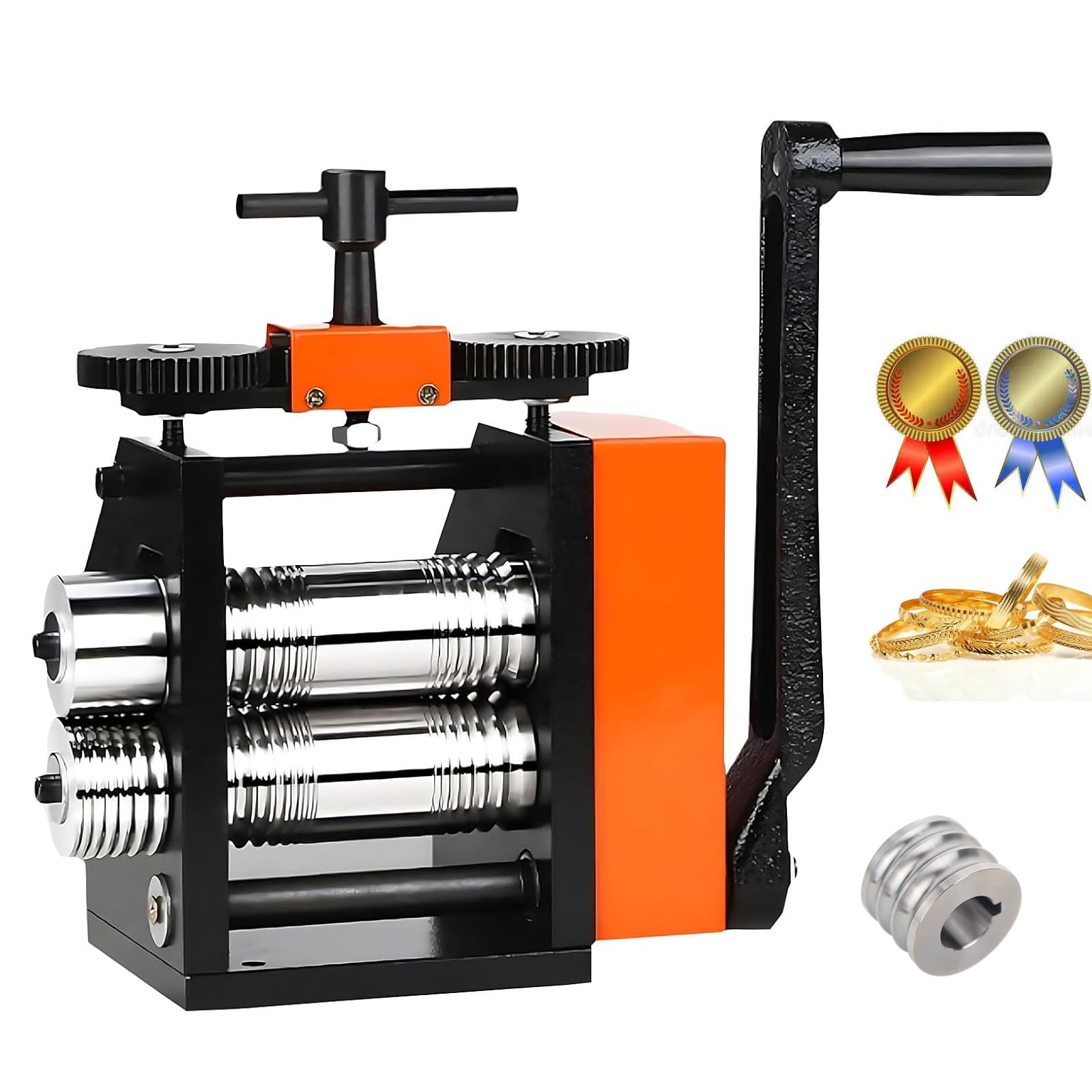 QYLTTDM Rolling Mill For Jewelry, Manual Combination Rolling Mill Machine, With Hand Crank, 40 Mm Width, For Metal Stretching, Wire Shaping, Printing Embossing Patterns Textures