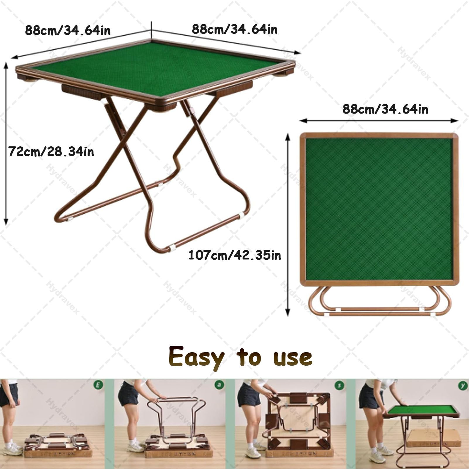 Tavolo da gioco pieghevole, portatile, quadrato, per 4 giocatori, con portabicchieri e scanalature per chip, ideale per giochi da tavolo e campeggio