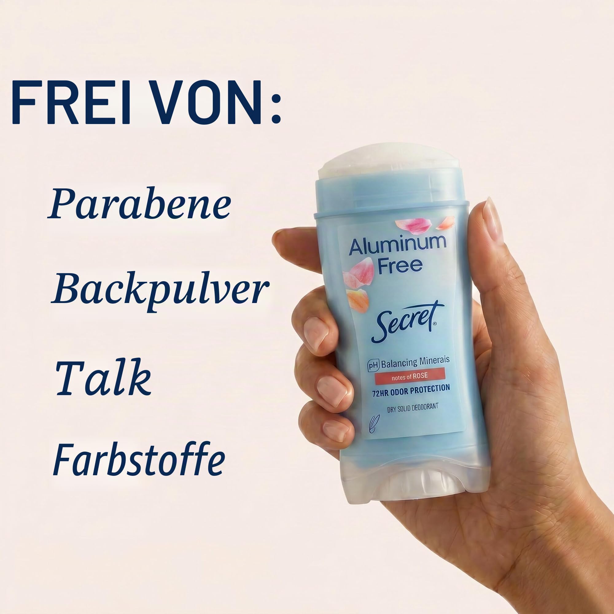 Secret Aluminum Free Deodorant für Damen, Rose Scent, 60 g, 3 Stück