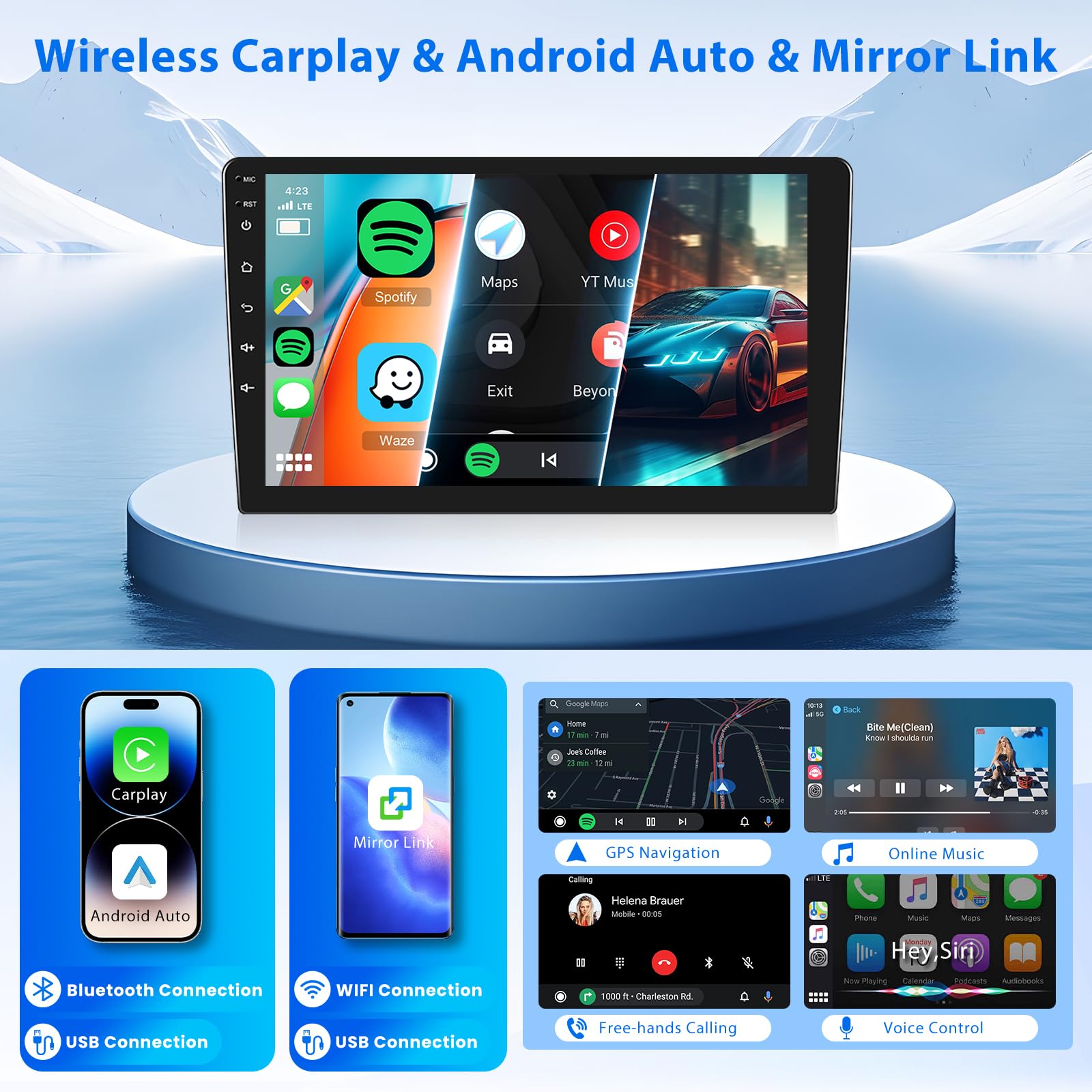 Android Autoradio Mit Carplay Für Smart Fortwo 451 - 9 Zoll Touchscreen, 4GB RAM, Wireless Android Auto