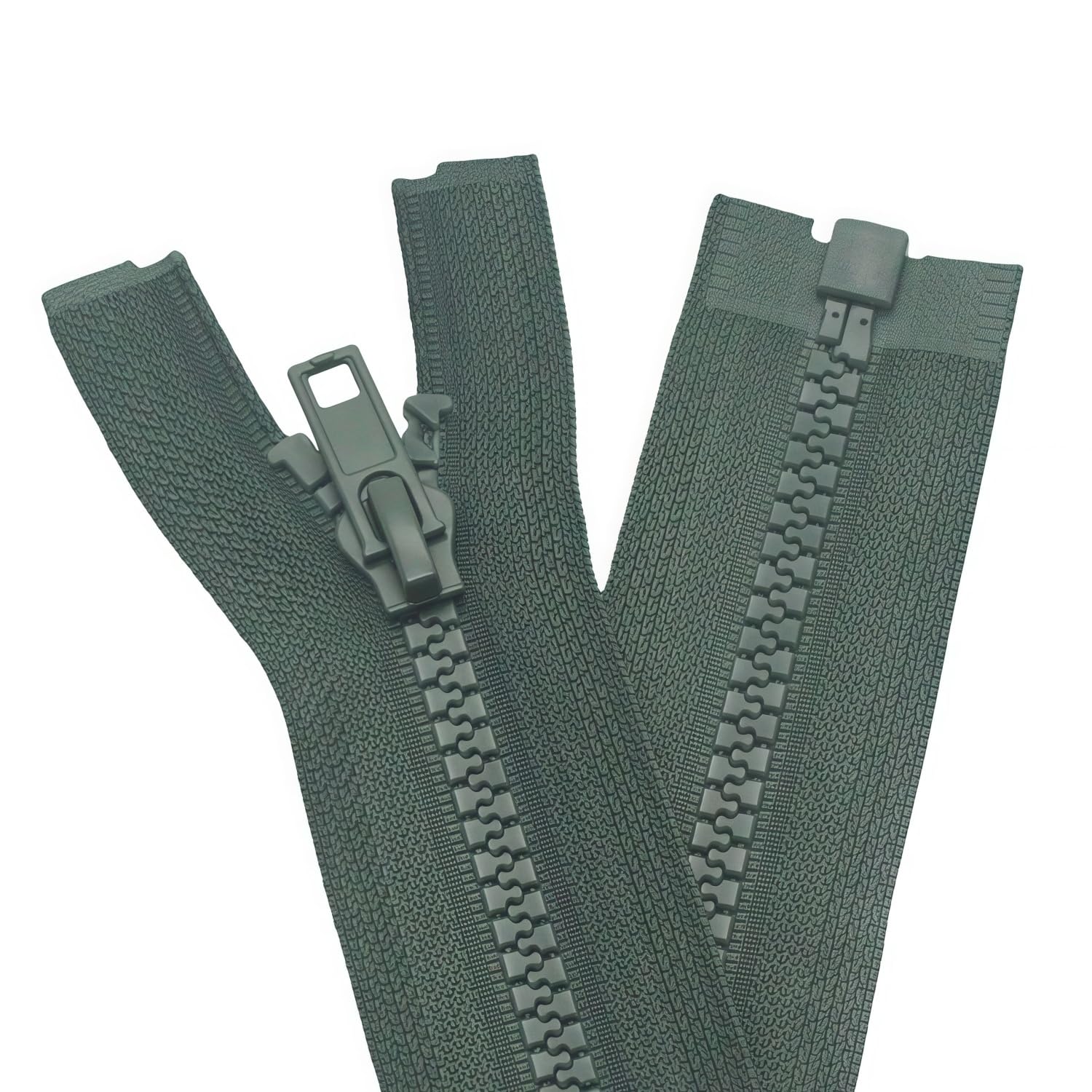 YaHoGa 2PCS 7 Inch #5 Separating Jacket Zippers Bulk for Sewing Olive