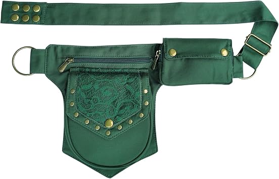 Renaissance Lace Waist Bag for Women - Green