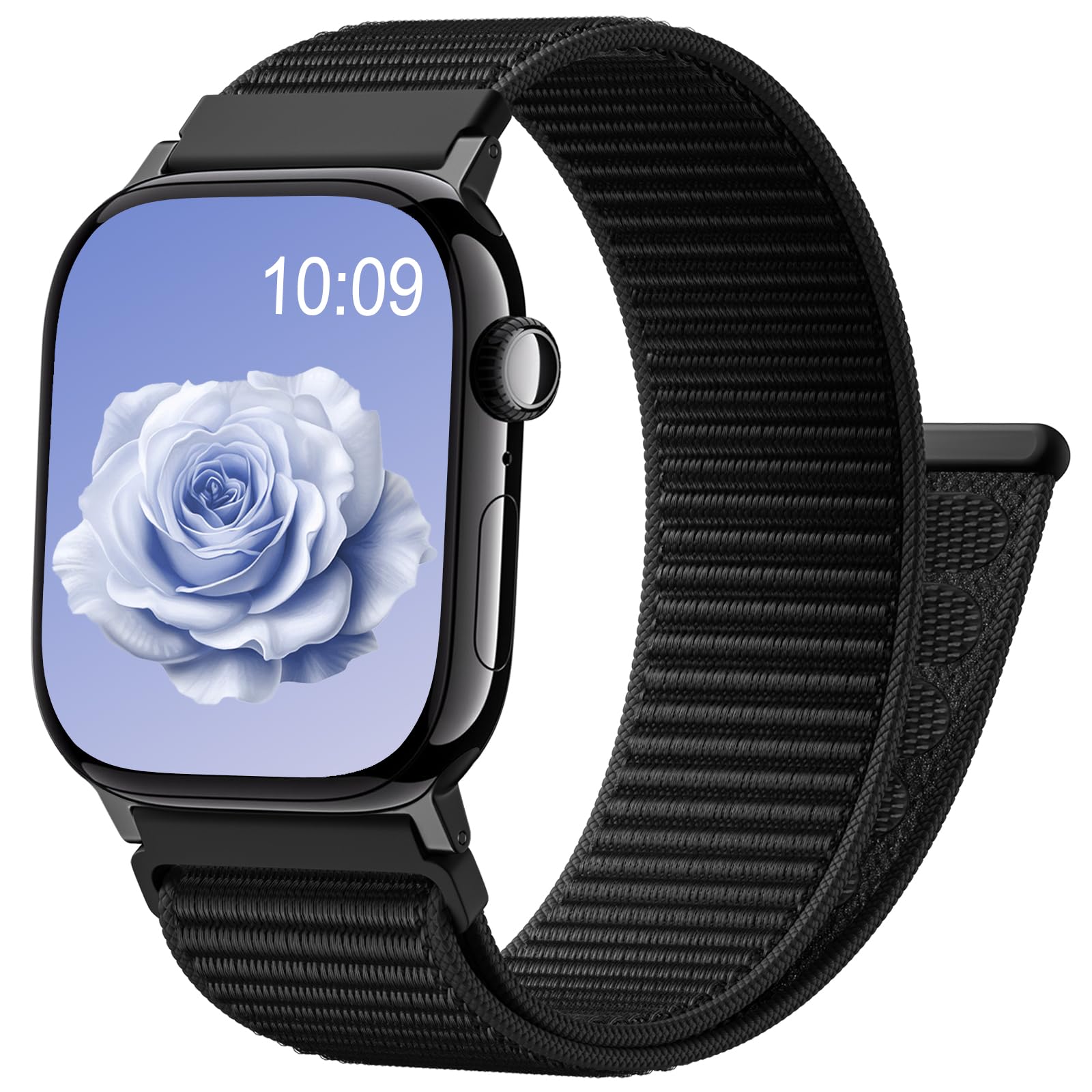 IMIVIO Nylon Armband Kompatibel mit Apple Watch Armband 44mm 45mm 46mm 49mm 42mm (Series 3 2 1) - Nylon Sport Loop Band für iWatch SE Series 11 10 9 8 7 6 5 4 3 2 1 Ultra für Damen Herren, Schwarz