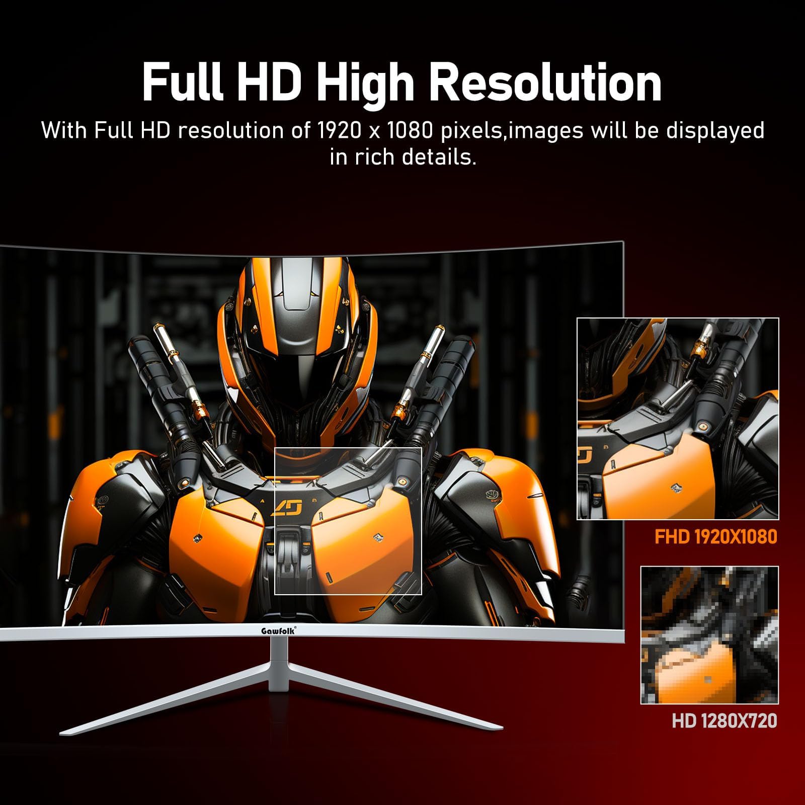 Gawfolk Monitor curvo 27 pollici 100 Hz, schermo PC con altoparlante 1080P, 1800R 75 Hz, schermo del computer con tecnologia Eye Care HDMI DP, supporta VESA