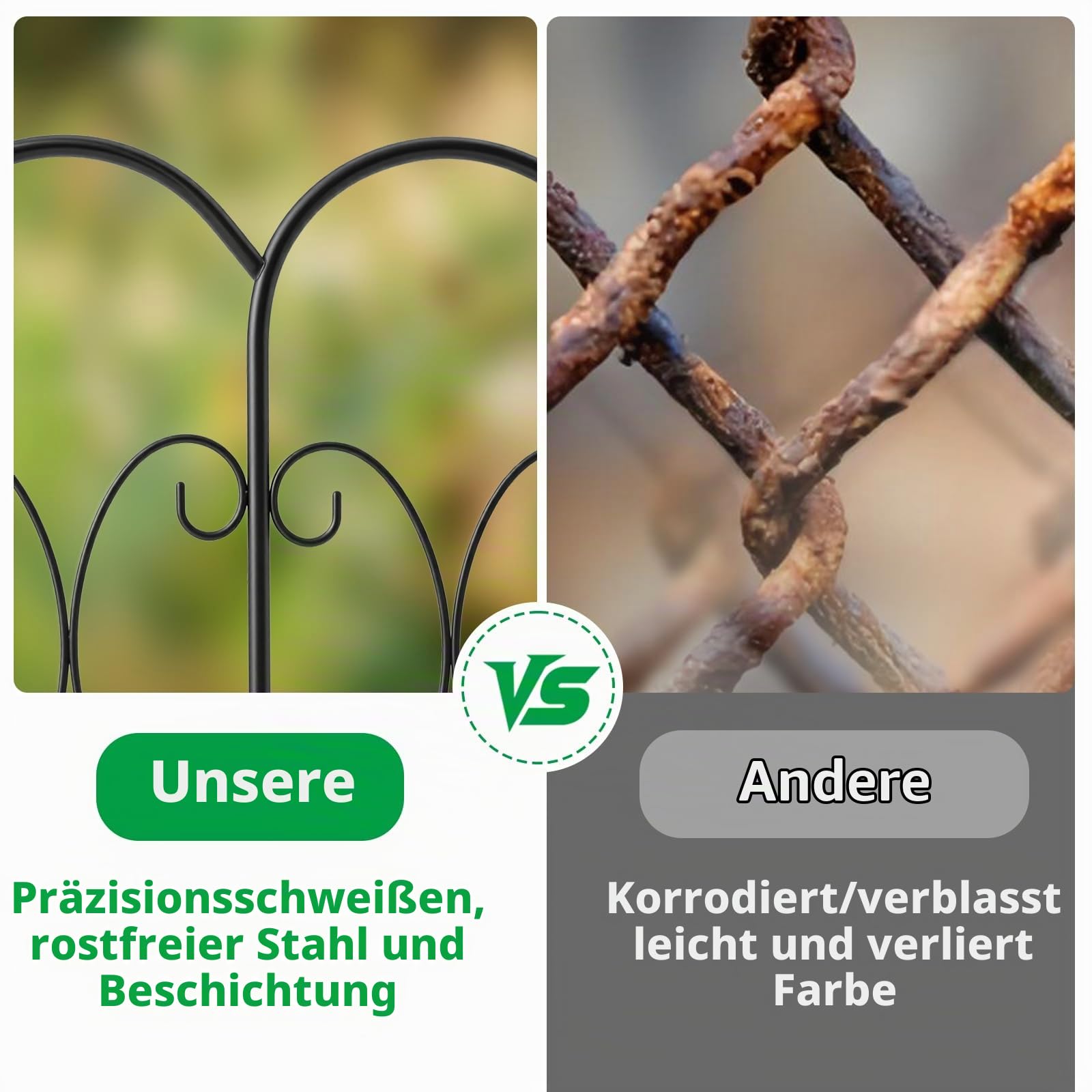 ARIFARO Metall Gartenzaun 81cm H x 56cm B, 5 Paneles, Steckzaun ohne Graben, Dekorative Tierzaun für Hunde, Gartenzaun für die Terrasse, Gesamtlänge 2,8m, Schwarz