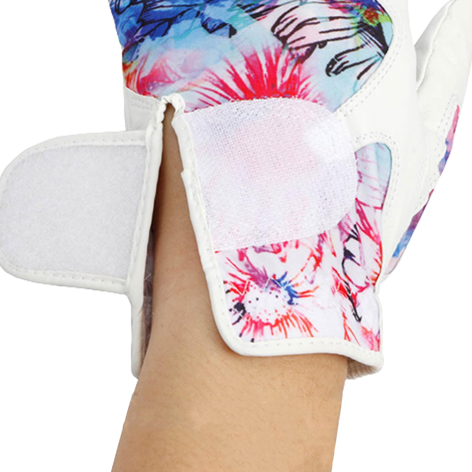 1 Paar Damen-Golfhandschuhe, Farbig Bedruckt, Hochwertiger Damen-Golfhandschuh für die Linke und Rechte Hand, Weiches Leder, Atmungsaktiv, Bequem,M(Length18.5cm)