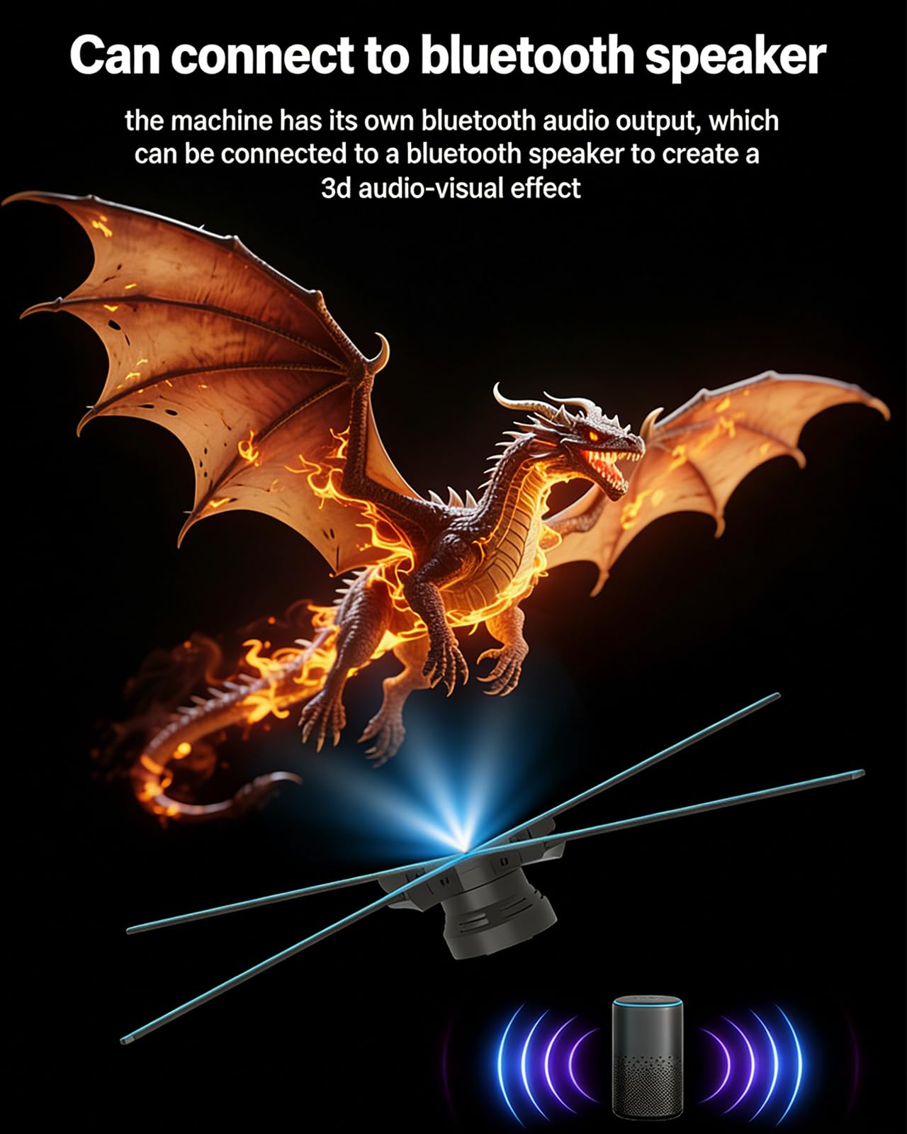 Holograficzny wyświetlacz reklamowy 3D, projektor hologramowy 3D z ultraprzezroczystymi koralikami świetlnymi LED 1024, zsynchronizowane wyjście audiowizualne, holograficzny odtwarzacz lampowy