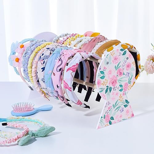Vista 19 de Basumee Soporte para diadema: organizador de accesorios para el cabello para niñas, diademas para el cabello y decoración de habitaciones